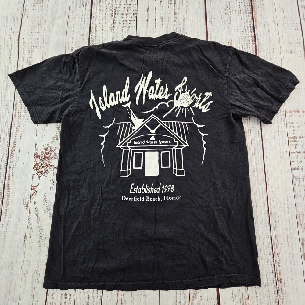 Island Water Sports Deerfield Bch FL Black Short Sleeve Cotton T-Shirt Men's L